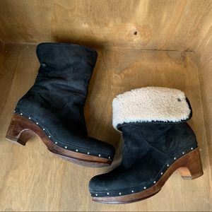 UGG Australia 'Lynnea' Black Leather Boot ankle